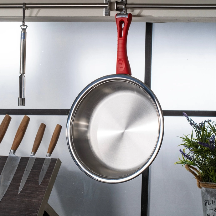 Tigan me dorezë të kuqe - Diametër 24 cm.